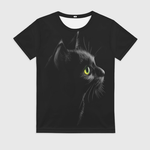 Женскаяфутболка3D«Черныйкот»