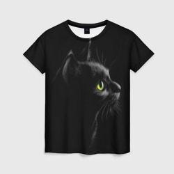Футболка 3D Черный кот (Женская)