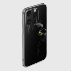 Чехол для iPhone 15 Pro силиконовый с защитой камеры Черный кот - фото 2