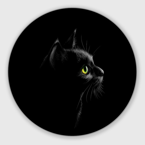 Круглый коврик для мышки Черный кот