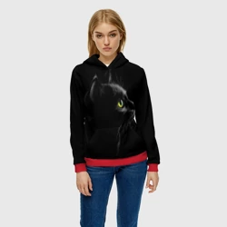 Женская толстовка 3D Черный кот - фото 2