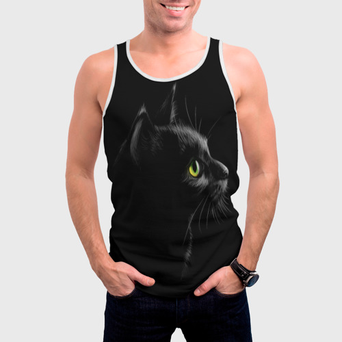 Мужская майка 3D Черный кот, цвет 3D печать - фото 3
