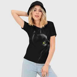 Женская футболка 3D Slim Черный кот - фото 2