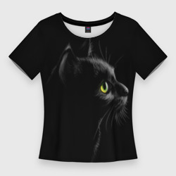 Женская футболка 3D Slim Черный кот