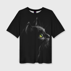 Женская футболка oversize 3D Черный кот