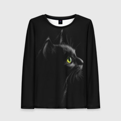 Женский лонгслив 3D Черный кот
