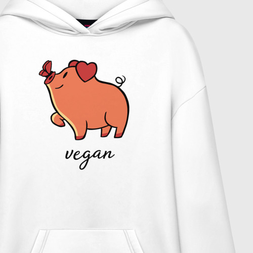 Худи SuperOversize хлопок Pig Vegan, цвет белый - фото 3