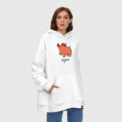 Худи SuperOversize хлопок Pig Vegan, цвет белый - фото 4