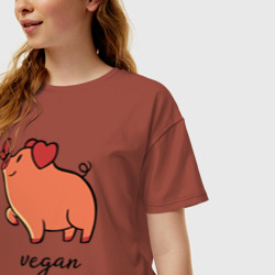 Женская футболка хлопок Oversize Pig Vegan - фото 2