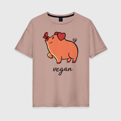 Женская футболка хлопок Oversize Pig Vegan