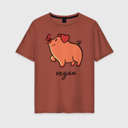 Женская футболка хлопок Oversize Pig Vegan