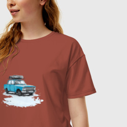 Женская футболка хлопок Oversize Москвич 412 с багажником - фото 2