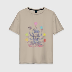 Медитация – Женская футболка хлопок Oversize с принтом купить со скидкой в -16%