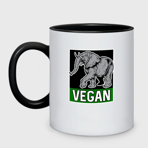 Кружка двухцветная Vegan elephant, цвет белый + черный