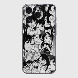 Чехол для iPhone 15 Pro Max силиконовый с защитой камеры Nagatoro Sempai