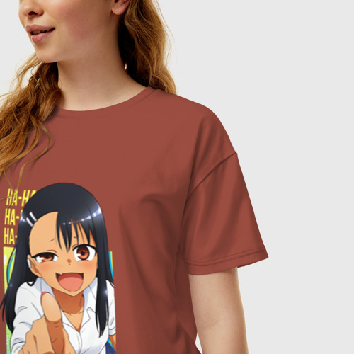 Женская футболка хлопок Oversize Ha-Ha nagatoro, цвет кирпичный - фото 3