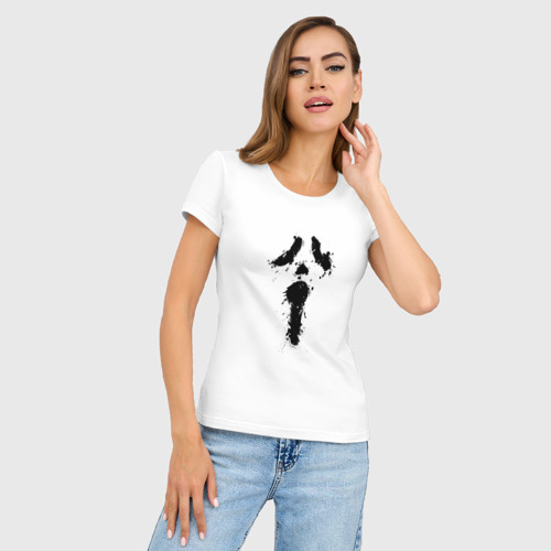 Женская футболка хлопок Slim Scream - Ghost Face, цвет белый - фото 3