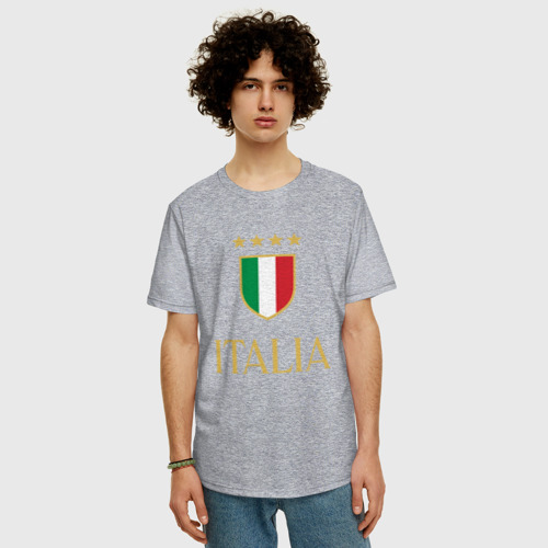 Мужская футболка хлопок Oversize Italia Stars, цвет меланж - фото 3