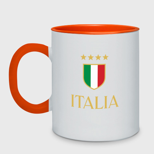 Кружка двухцветная Italia Stars, цвет белый + оранжевый