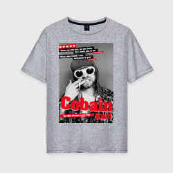 Женская футболка хлопок Oversize In Memory Of Kurt Cobain
