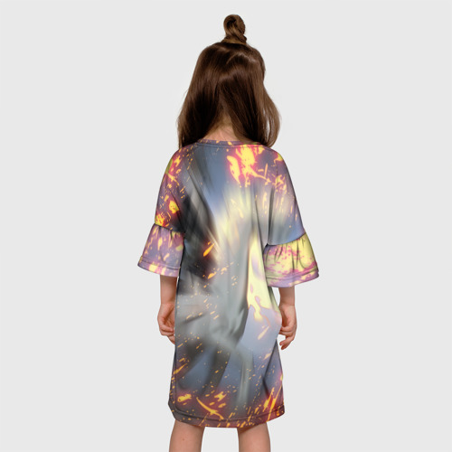 Детское платье 3D с принтом Хяккимару и Мидоро | Дороро (Z), вид сзади #2