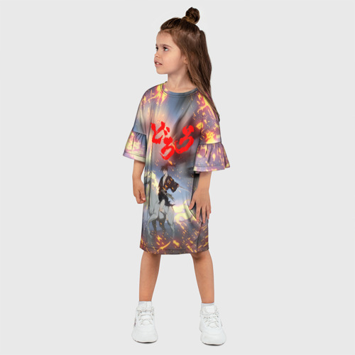 Детское платье 3D с принтом Хяккимару и Мидоро | Дороро (Z), фото на моделе #1