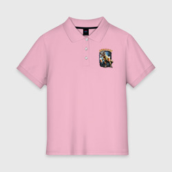 Женское поло хлопок Пивозавр: динозавр с пивом