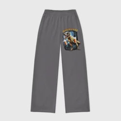 Женские брюки oversize без начеса хлопок Пивозавр: динозавр с пивом