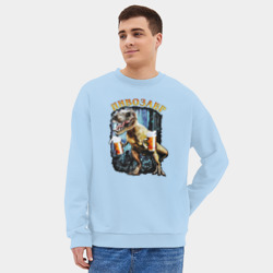 Мужской свитшот oversize без начеса хлопок Пивозавр: динозавр с пивом - фото 2