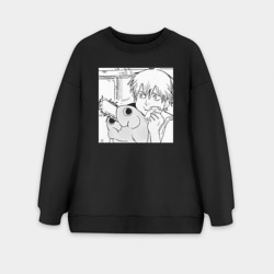 Женский свитшот oversize без начеса хлопок Человек — бензопила