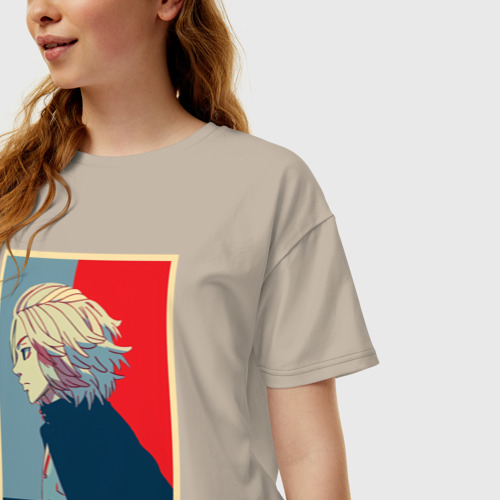 Женская футболка хлопок Oversize Токийские мстители, цвет миндальный - фото 3