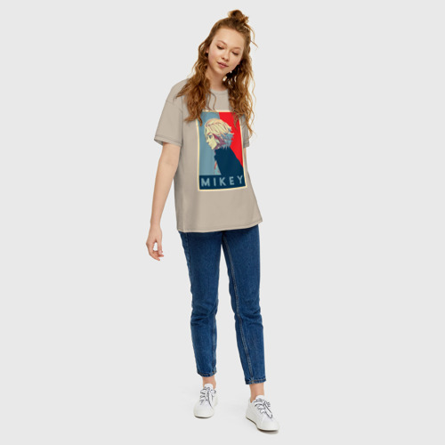 Женская футболка хлопок Oversize Токийские мстители, цвет миндальный - фото 5