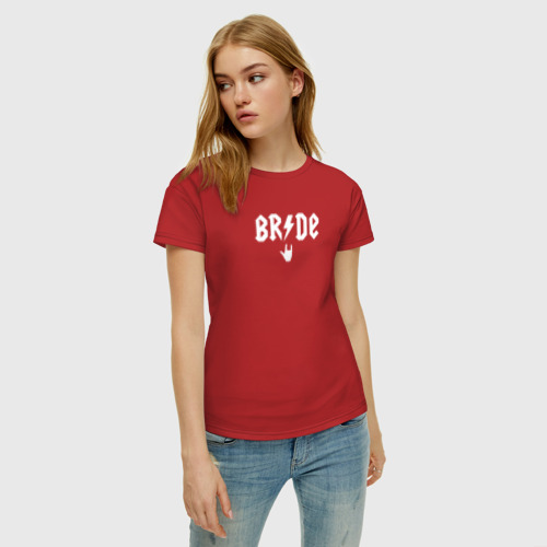 Женская футболка хлопок Bride rock, цвет красный - фото 3