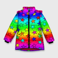 Радужные звезды – Зимняя куртка для девочек 3D с принтом купить