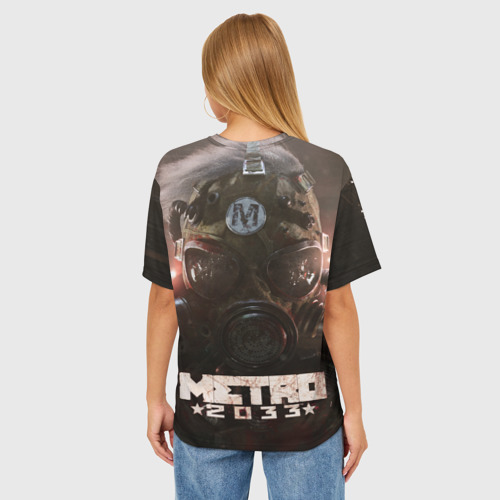 Женская футболка oversize 3D Merto 2033 противогаз, цвет 3D печать - фото 4