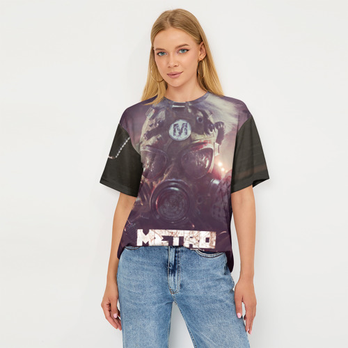 Женская футболка oversize 3D Merto 2033 противогаз, цвет 3D печать - фото 5