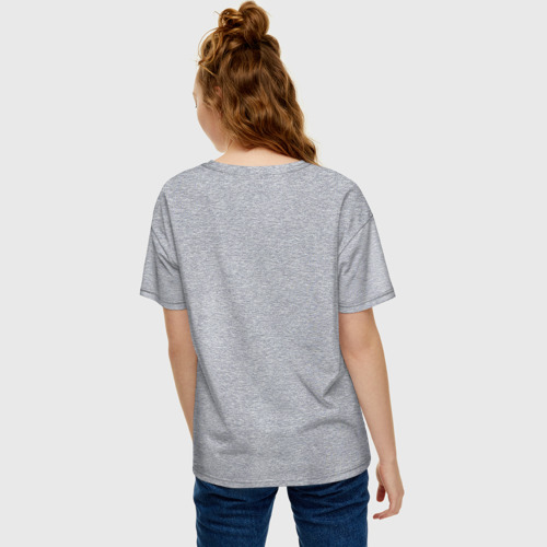 Женская футболка хлопок Oversize с принтом The Witcher лого глитч, вид сзади #2
