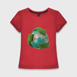 Женская футболка хлопок Slim Чистая планета