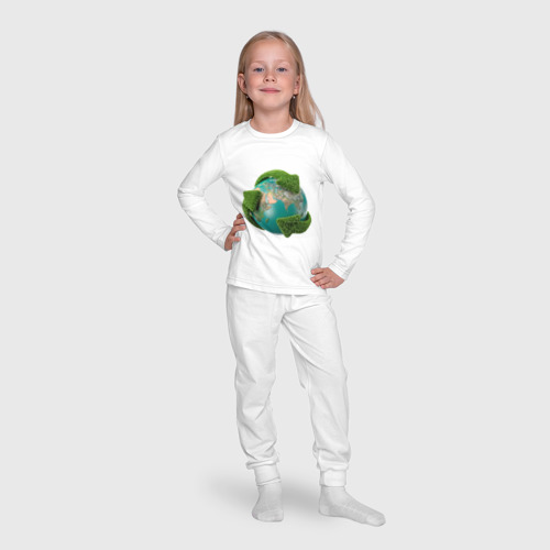 Детская пижама с лонгсливом хлопок Чистая планета, цвет белый - фото 7