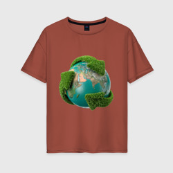 Женская футболка хлопок Oversize Чистая планета