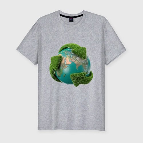 Мужская футболка хлопок Slim Чистая планета, цвет меланж