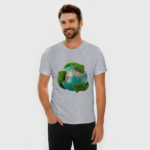 Мужская футболка хлопок Slim Чистая планета, цвет меланж - фото 3