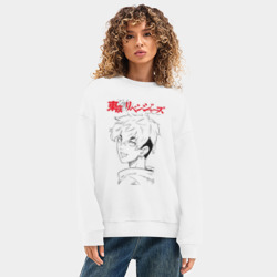 Женский свитшот oversize без начеса хлопок Тифую Мацуно Токийские мстители - фото 2
