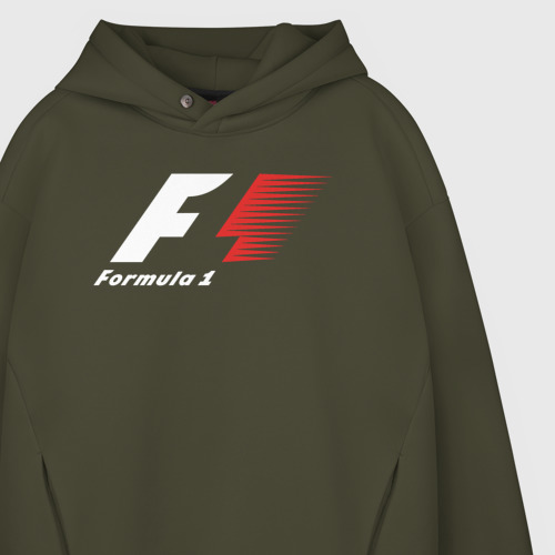 Мужское худи Oversize хлопок Formula 1, цвет хаки - фото 4