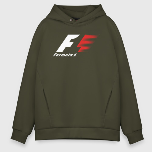 Мужское худи Oversize хлопок Formula 1, цвет хаки