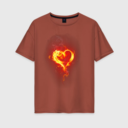 Женская футболка хлопок Oversize Пылкое сердце