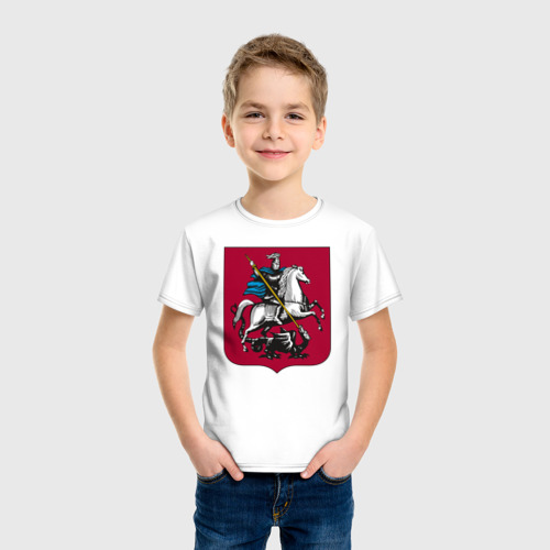 Детская футболка хлопок Георгий Победоносец - Герб, цвет белый - фото 3