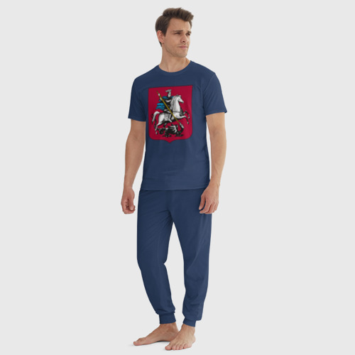Мужская пижама хлопок Георгий Победоносец - Герб, цвет темно-синий - фото 5