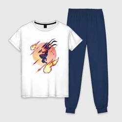 Женская пижама с белой футболкой хлопок Fire Dead Cells
