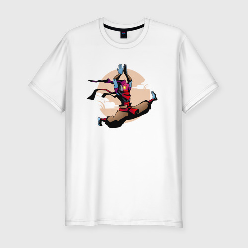 Мужская футболка приталенная из хлопка с принтом Dead Cells Jump, вид спереди №1